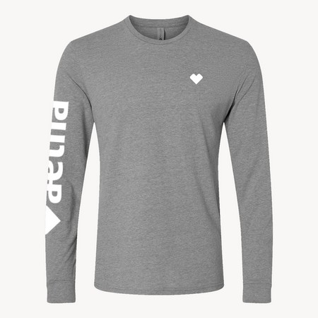 Unisex Longsleeve Heart Tee- Aetna, Grey