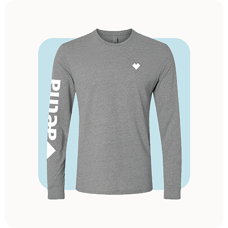 Unisex Longsleeve Heart Tee- Aetna, Grey